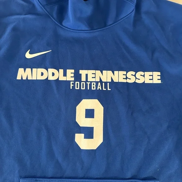 Nike Middle Tennessee State University TEAM ISSUED #9 Blue Raiders M Hoodie - Picture 2 of 6
